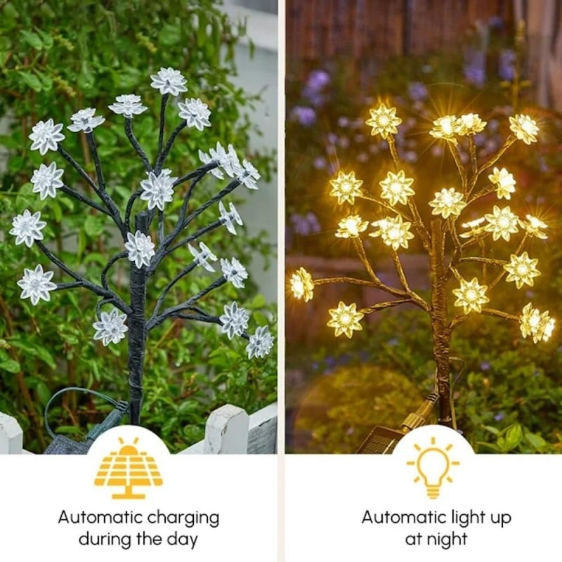 Outdoor Waterproof Cherry Blossom  Multicolor Solar Garden Lights