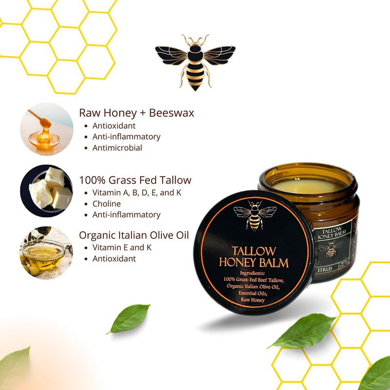 🍃Skin Care Hot Sale 70% OFF - Organic Grass-Fed Beef Tallow Balm with Raw Honey